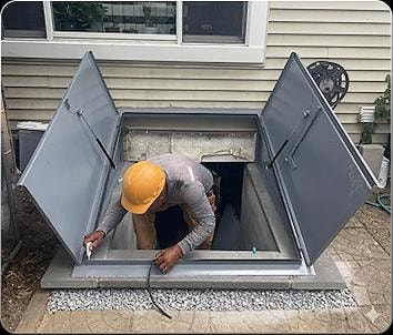 Cellar door installation worker