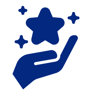 Hand holding star with sparkles, black background.